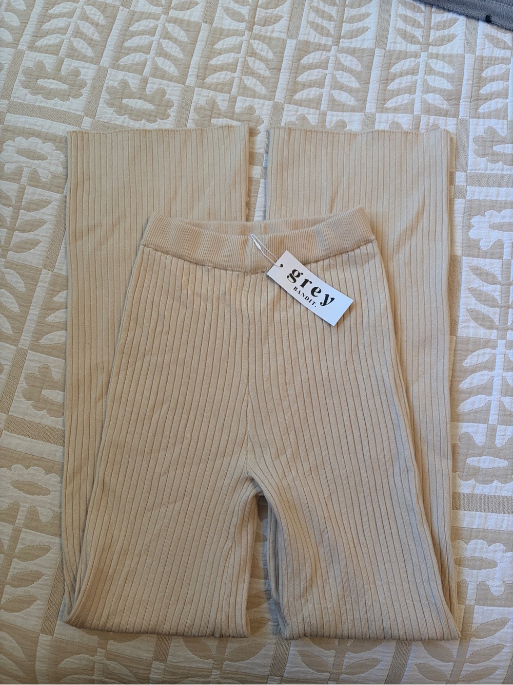 grey bandit tan flare pants